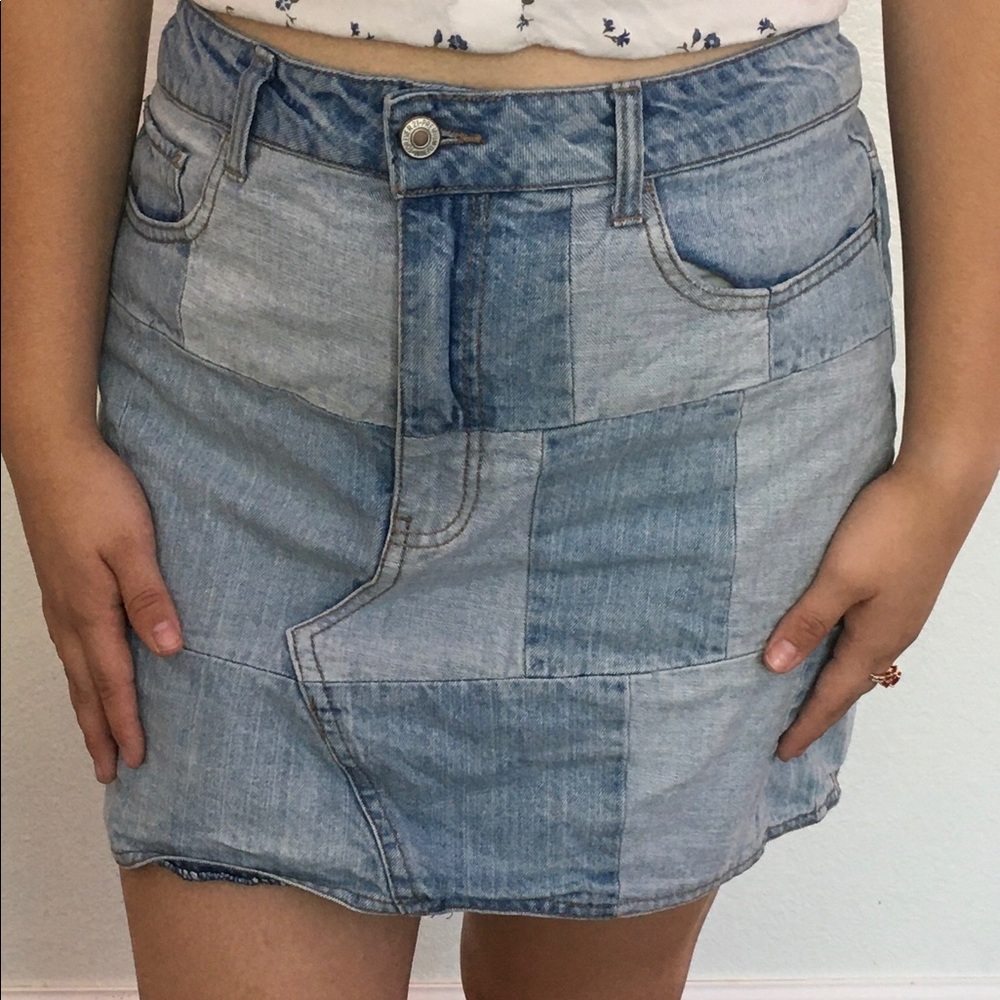 Denim patched skirt